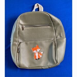 Olive Green Jewell by Thirty-One  Backpack w Orange Fox on Front Zipper Pockets